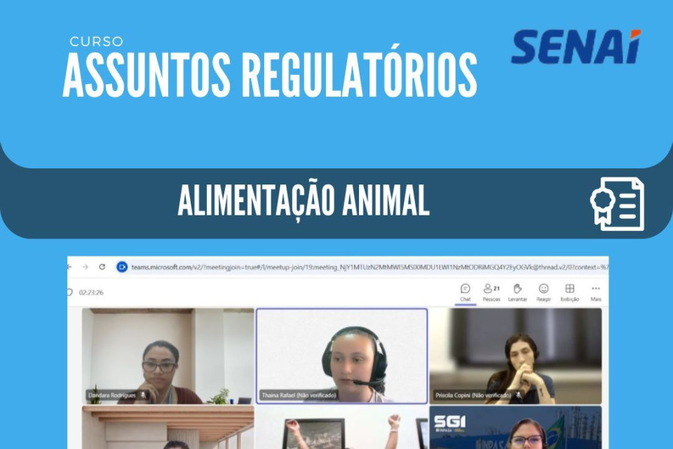 Imagem Sucesso no curso de Assuntos Regulatórios para Alimentação Animal em parceria com o SENAI MT!