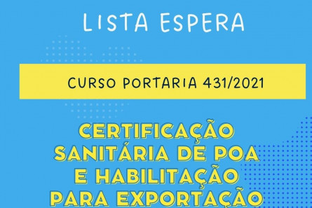 Imagem LISTA ESPERA - CURSO PORTARIA 431/2021